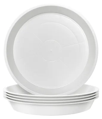Produktbild von Set aus 5 weißen Pflanztopfuntersetzern 26cm