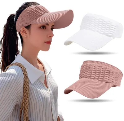 Produktbild von 2er Damen Sonnenhut UPF50+ – Verstellbar, Breite Krempe, Faltbar, Weiß & Rosa