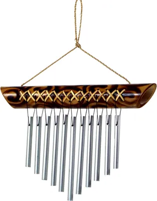 Produktbild von Aluminium Klangspiel, Exotisches Windspiel aus Bambus 30 cm - Variante 13, Braun, Aluminium,Bambus, Windspiele & Klangspiele