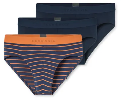 Produktbild von Schiesser Herren Rioslip 955 3-Pack dunkelblau,blau-orangegestreift - Größe 7