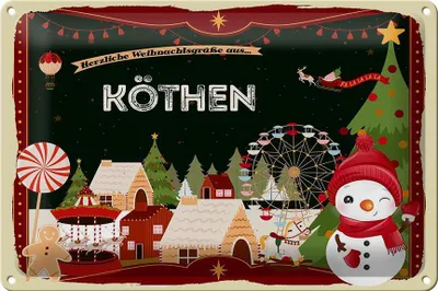 Produktbild von Blechschild Weihnachten Grüße aus KÖTHEN 30x20cm