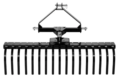 Produktbild von Landschaftsrechen - Traktorrechen 3-Punkt Kat 1 - 127 cm Arbeitsbreite - 17 Stahlzinken - Winkel verstellbar - Armeegrün