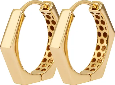 Produktbild von Paar 18mm Creole 8-eckig 585 Gelb Golb 14 Karat Klappcreole elegante Ohrringe
