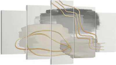 Produktbild von Bild auf Leinwand - Leinwandbild - 5 Teile - Abstraktion Stück Gold - 160x85cm - Wand Bild - Wanddeko - Wandbilder - Leinwanddruck - Bilder - Wanddekoration - Leinwand bilder - EA160x85-4149