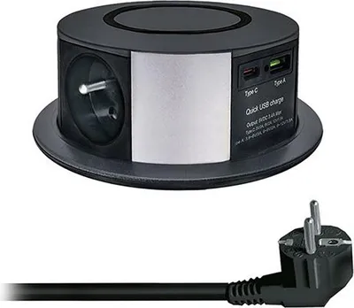 Obrázek produktu pro Výsuvný blok zásuvek PP120CW-PD20-B 3x 230 V + USB A+C černý