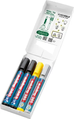Imagen del producto de Juego de rotuladores para pizarras blancas edding, modelo 4-385-380-383-4, surtido de 4 unidades
