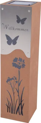 Produktbild von Dekosäule mit LED Beleuchtung 57,5 cm hoch, Willkommensgruß, Gartendekoration