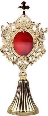 Produktbild von Monstranz Reliquiar H 22cm Golden Reliquien Hausaltar Golden Relikthalter 2851