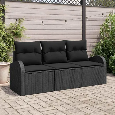 Image de Maison Exclusive - Ensemble de canapé de jardin Noir polyrotin