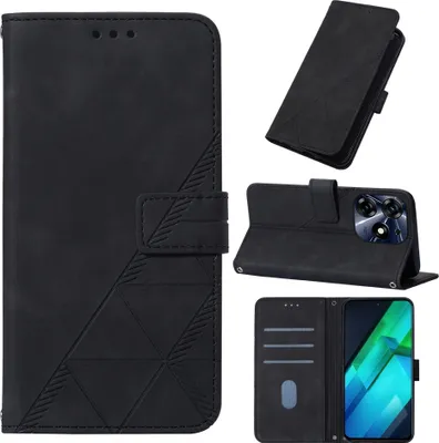 Obrázek produktu pro Flipové kožené pouzdro pro Tecno Spark 10 Pro peněženkový design pouzdro s embosováním, držákem karet a stojánkem černé