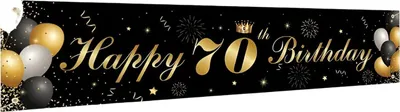 Immagine prodotto di Ghirlanda banner per il 70° compleanno Decorazione da appendere Nero Oro 180x40 cm