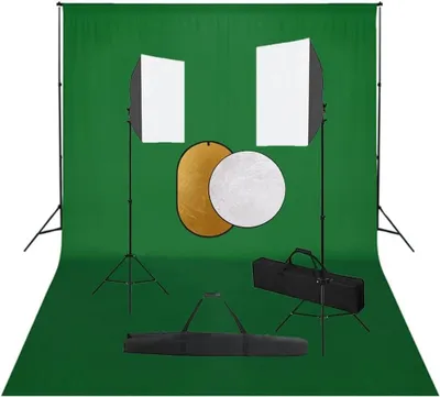 Produktbild von Fotostudio-Set mit Softboxen, Hintergrundsystem und Reflektoren für professionelle Fotografie und Videoaufnahmen