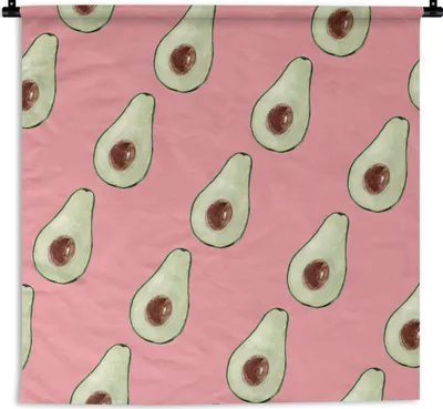 Produktbild von MuchoWow® Wandteppich Wandbehang Avocado - Rosa - Frucht 150x150 cm Tapisserie Dekoration Wandtuch - Wohnaccessoires - Modernes
