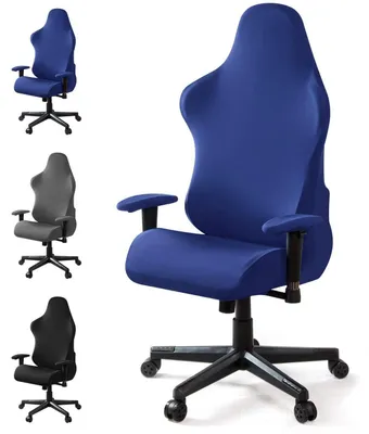 Produktbild von Gaming Stuhlbezug Dehnbar Abnehmbar Waschbar Blau für Computerstuhl Sessel
