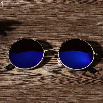 Produktbild von Herren Damen Runde Spiegellinsenbrille Im Freien Uv-Schutz Sonnenbrillen Brillen-Blau