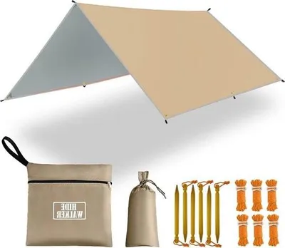 Produktbild von Wasserdichte Campingplane – 5 x 3 Meter, leichte Hängemattenplane mit Regenschutz, UV-Schutz, Markise, Zeltplane für den Außenbereich