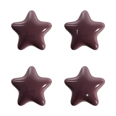 Obrázek produktu pro Clayre & Eef Klika na dveře Sada 4 hvězdiček Ø 4 cm Fialová keramika