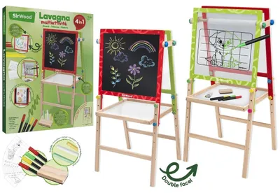 Image de Tableau D'écriture Sur Bois 4 En 1 Avec Accessoires