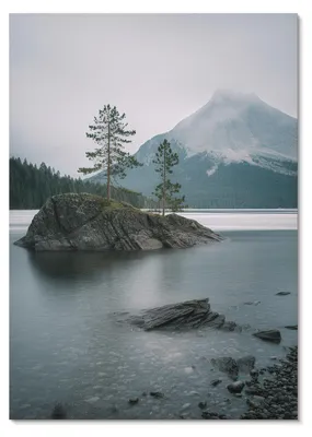 Produktbild von POSTER - 42x59 cm (A2) - Nitrozine - Berge, See, Nebel, Frieden, Harmonie, Natur -  Wandbild für Wohnzimmer Schlafzimmer & Flur, Modernes Poster Wanddeko, Ungerahmt