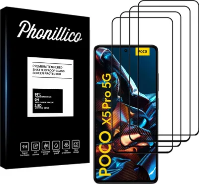 Image de Verre trempé pour Xiaomi Poco X5 PRO 5G [4 pièces] Protection d'écran Screen Protector avec bord noir Film anti-rayures verre résistant Phonillico®