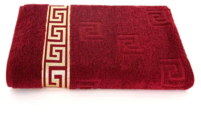 Produktbild von Luxus Medusa Duschtuch 70x140 cm - Bordeaux - feinste Ringgarn Baumwolle / Jacquard Webung / Hochflor Frottee mit Medusa Flachprägung und goldener Medusa Bordüre