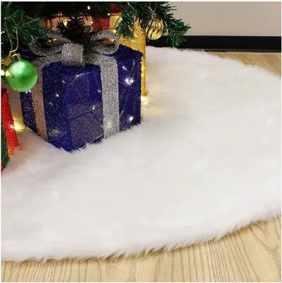 Weihnachtsbaumdecke, Plüsch, rund, 120 cm, weiß