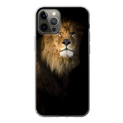 Produktbild von MuchoWow® Handyhülle Schutzhülle Hülle für iPhone 13 Pro Löwe - Licht - Schwarz - Porträt Silikon Softcase Handy Hülle - Handy-Tasche
