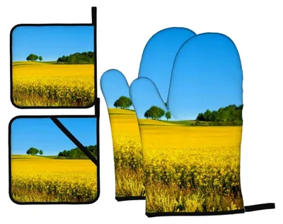 Produktbild von Ofenhandschuhe und Topflappen, Set mit 4 rutschfesten Grillhandschuhen, Küchenhandschuhe, hitzebeständig für Küche, Kochen, Backen, Grillen