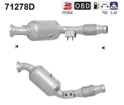Produktbild von AS Katalysator Kat passend für MERCEDES-BENZ SPRINTER 3,5-t Kasten (906) 71278D