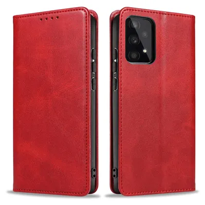 Produktbild von Handyhülle für Samsung Galaxy A33 5G Kunstleder Flip Cover Hülle Klapphülle Case Kartenfach Farbe: Rot