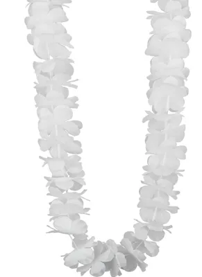 Produktbild von Blumenkette Hawaiikette mit Blüten weiss - Einheitsgröße