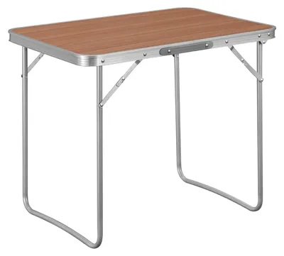 Produktbild von Klappbarer Campingtisch - Tragbarer Aluminiumtisch - Rechteckig - Für 2 Personen - 70 x 60 x 50 cm - Eichenoptik