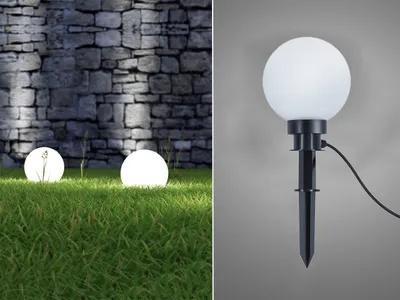 Produktbild von LED Kugelleuchte für den Garten mit Strom, Leuchtkugeln Wegbeleuchtung, Ø20cm