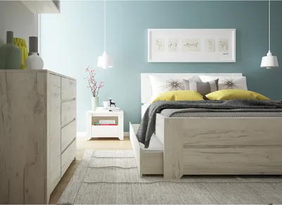 Produktbild von Schlafzimmer Set 6-teilig AMANTEA-129 mit Bett 160x200cm in weiß Eiche