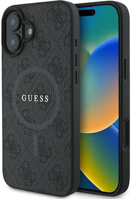 Produktbild von Guess GUHMP16MG4GFRK iPhone 16 Plus 6,7" schwarz/schwarz Hardcase 4G Ring Classic Logo MagSafe Schutzhülle