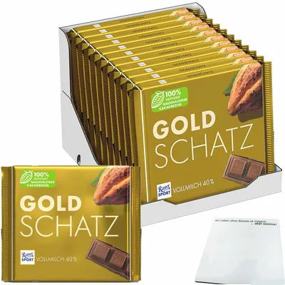 Produktbild von Ritter Sport Vollmilch Goldschatz VPE (11x250g Packung) + usy Block