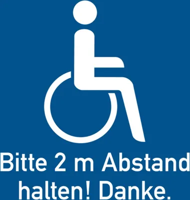 Produktbild von Dreifke® Fahrzeugaufkleber, Rollstuhlfahrer, 2m Abstand halten!, 100x100mm, F...