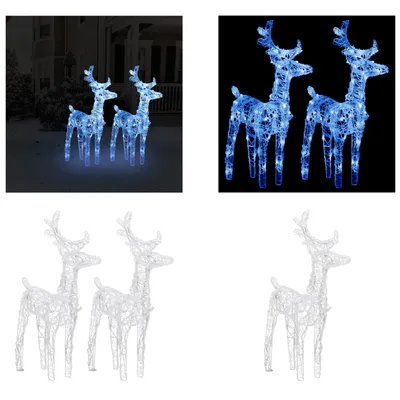 Obrázok produktu pre vidaXL LED sobi 2 ks Modrý 80 LED akryl - Vianočný sob - Vianočný sob - Svietiaci sob - Vianočná dekorácia