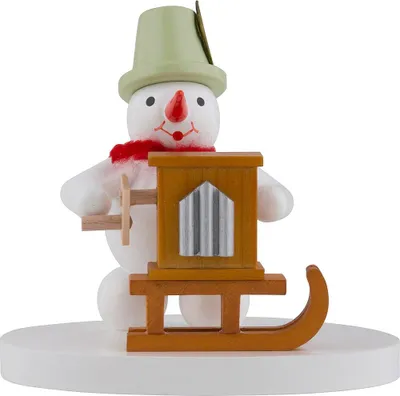 Obrázek produktu pro Vánoční dekorace sněhulák se sudovými varhanami Výška 8 cm NOVINKA