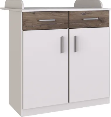 Produktbild von Wickelkommode Babyzimmer JOHANNESBURG-43 in weiß mit Eiche Nb., B/H/T: ca. 91/101/75 cm