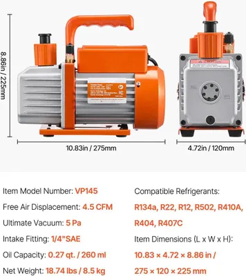 Produktbild von Vakuumpumpe, Universelle Kältemittelkompatibilität, Effiziente Leistung, 4.5CFM 1-3HP R410a, EU