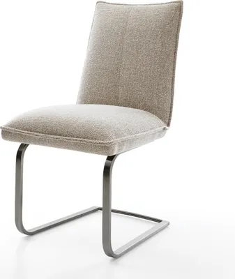 Produktbild von DELIFE Freischwinger Lelio-Flex Webstoff Soft Beige Freischwinger flach Graphit Taschenfederkern