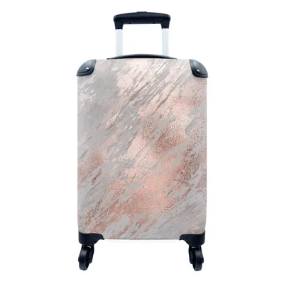 Produktbild von MuchoWow® Koffer Handgepäck Trolley Rollkoffer Kleine Reisekoffer mit 4 Rollen - Marmor - Grau - Rosa - Gold - Cabin Size < 55x40x23 cm & 55x40x20 cm - Fotokoffer - Kabinenkoffer - Boardgepäck - Reise-Box - Reisekoffer - Reisegepäck - Koffer mit Bild - Trolley für Kinder