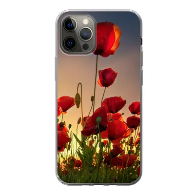 Produktbild von MuchoWow® Handyhülle Schutzhülle Hülle für iPhone 12 Pro Bunter Himmel über einem Mohnblumenfeld in Dänemark Silikon Softcase Handy Hülle - Abdeckung