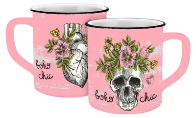 Boho-Chic Emaille-Look Becher 400 ml Keramik