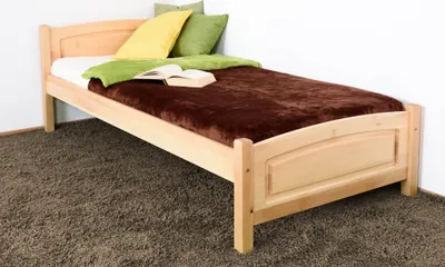 Produktbild von Einzelbett / Gästebett Buche massiv Vollholz natur 117, inkl. Lattenrost - 90 x 200 cm (B x L)