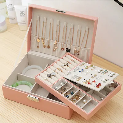 Produktbild von Schmuckkästchen damen schmuckschatulle schmuckkästchen mit schlüssel schmuckbox leder schmuckschatulle groß schmuckkästchen schmuckschatullen Rosa