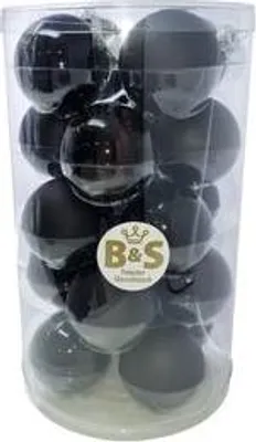 Produktbild von B&S Weihnachtskugeln | Schwarz | 20 Stück | 10xMatt | 10xGlanz | Ø 6 cm | Glas