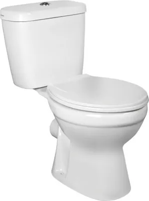 Produktbild von Stand- WC Toilette C-CLEAR- WAAGERECHT -  Keramik Komplett Set mit Spülkasten und WC- Sitz aus Polypropylen , für Waagerechten Abgang