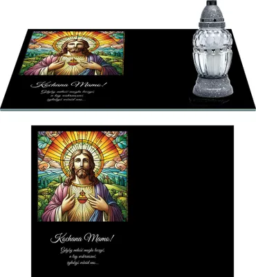 Zdjęcie produktu dla Szklana Podstawka Pod Znicze 50 Wzorów Z Dedykacją 40X30Cm